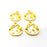 4 Earth Charms Gold Plated Metal (14mm)  G15786