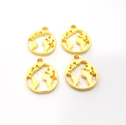 4 Earth Charms Gold Plated Metal (14mm)  G15786