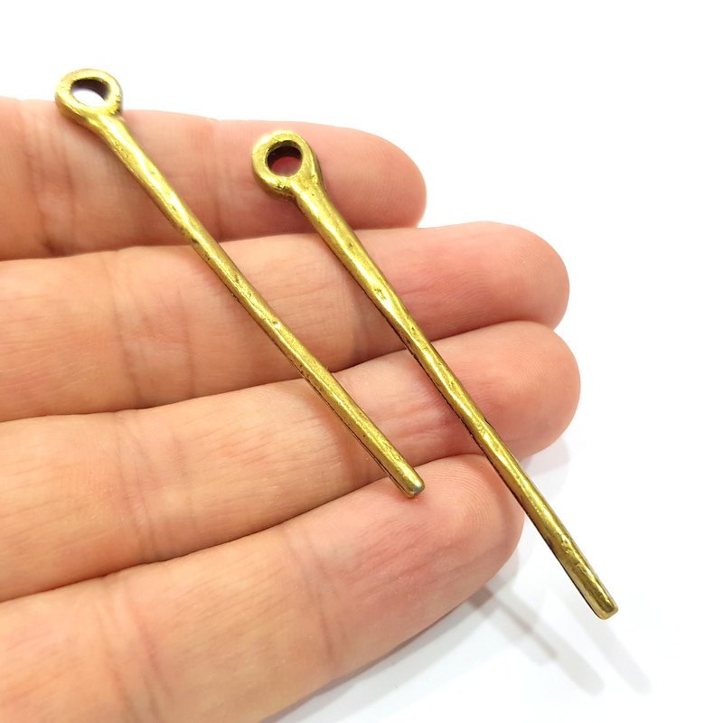 4 Spike Charms Antique Bronze Charm Antique Bronze Plated Metal  (67x8mm) G15787