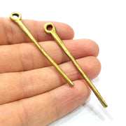 4 Spike Charms Antique Bronze Charm Antique Bronze Plated Metal  (67x8mm) G15787