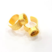Gold Ring Blank Setting Cabochon Base inlay Ring Backs Mounting Adjustable Ring Base Bezel (10mm blank ) Gold Plated Metal G15788