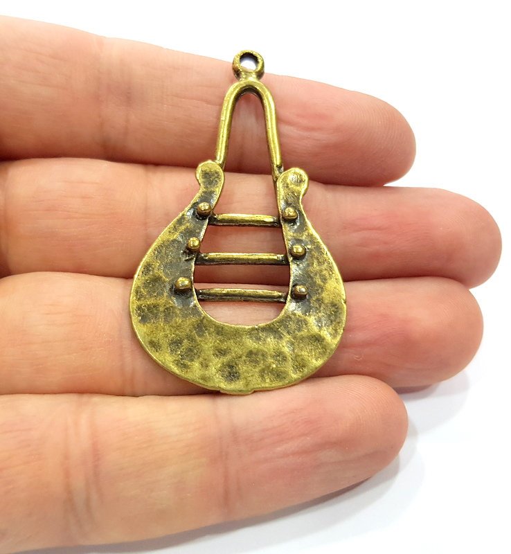 2 Antique Bronze Charm Antique Bronze Plated Metal  (53x31mm) G15790