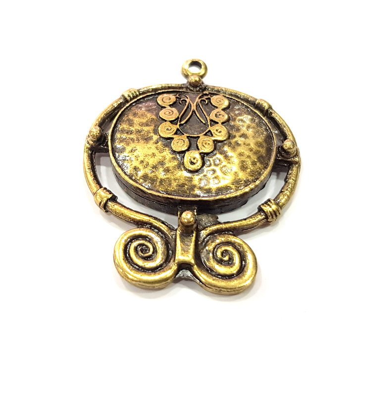 Antique Bronze Charm Antique Bronze Plated Metal  (51x39mm) G15791