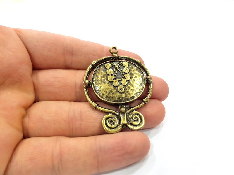 Antique Bronze Charm Antique Bronze Plated Metal  (51x39mm) G15791