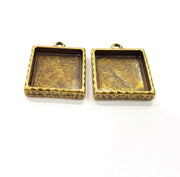 2 Hammered Resin Base Pendant Blank inlay Blank Mosaic Blank Bezel Setting Mountings Antique Bronze Plated Metal (20mm square blank) G15799