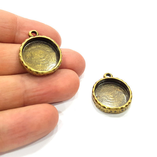 2 Hammered Base Resin Base Pendant Blank inlay Blank Mosaic Blank Bezel Setting Mountings Antique Bronze Plated Metal (18mm blank) G15803