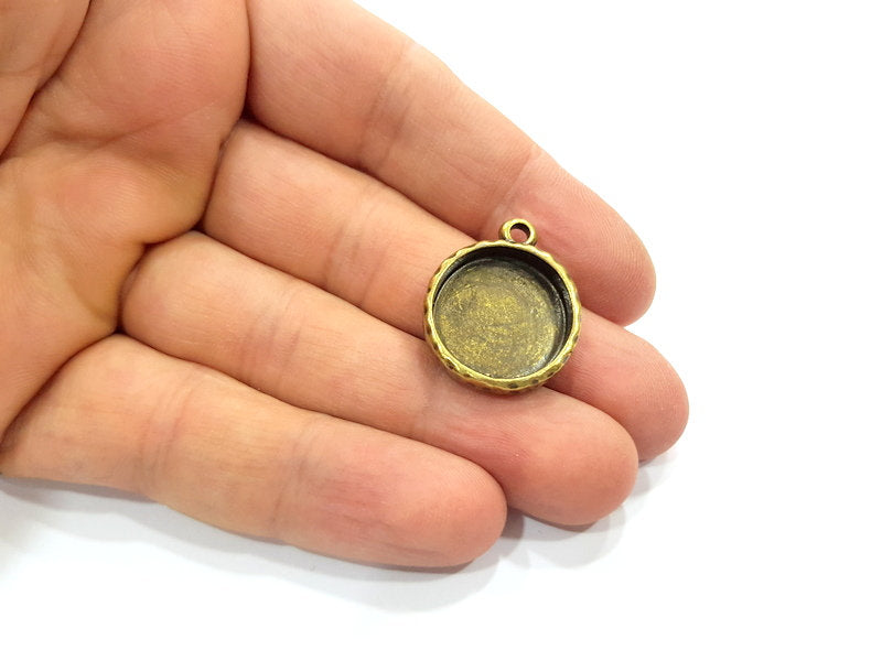 2 Hammered Base Resin Base Pendant Blank inlay Blank Mosaic Blank Bezel Setting Mountings Antique Bronze Plated Metal (18mm blank) G15803