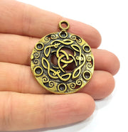 Antique Bronze Charm Antique Bronze Plated Metal  (36mm) G15804