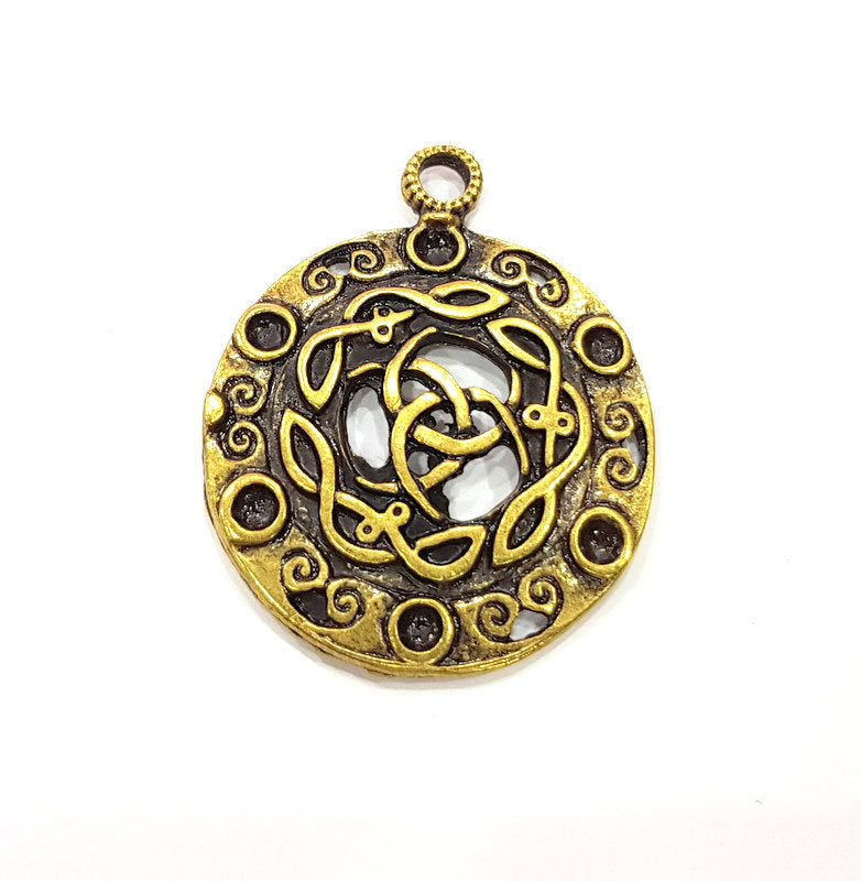 Antique Bronze Charm Antique Bronze Plated Metal  (36mm) G15804
