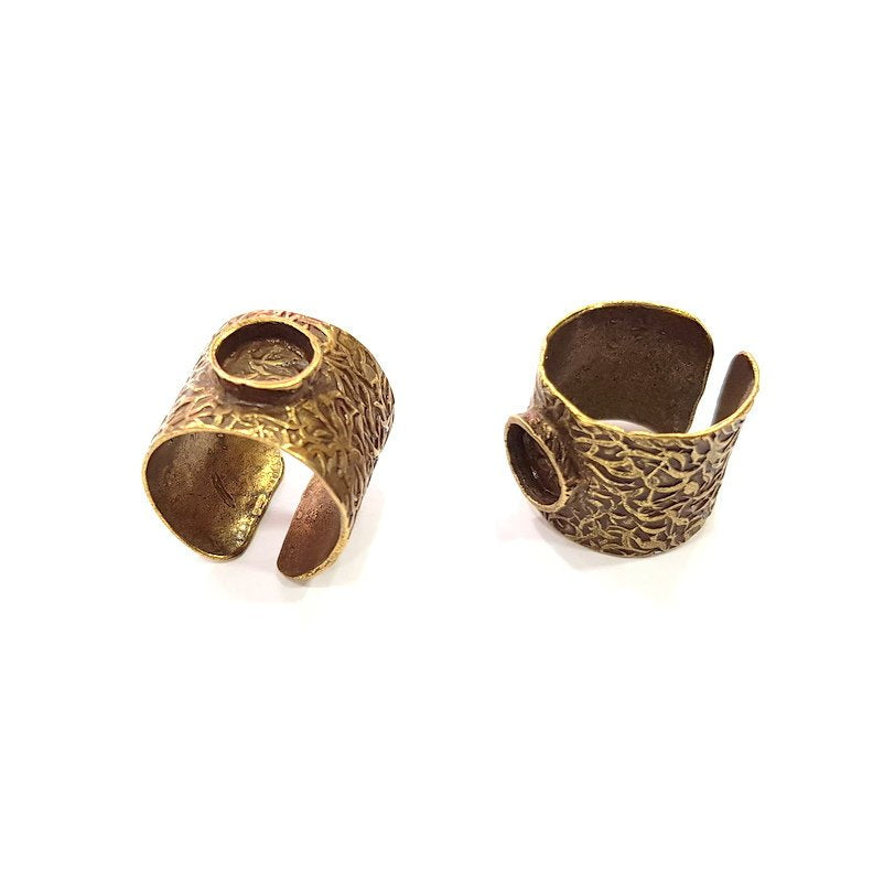 Antique Bronze Ring Base Blank Ring Setting inlay Blank Mosaic Bezel Base Cabochon Mountings (8mm Blank)Antique Bronze Plated Brass G15805