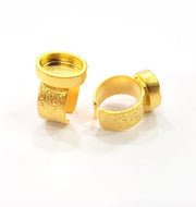 Gold Ring Base Blank Setting Cabochon Base inlay Ring Backs Mounting Adjustable Ring Base Bezel (14x10mm blank ) Gold Plated Metal G15806