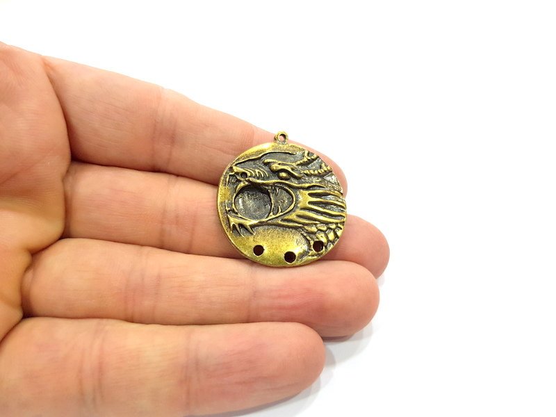 2 Antique Bronze Charm Antique Bronze Plated Metal  (31mm) G15807