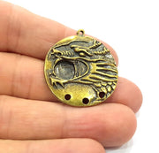 2 Antique Bronze Charm Antique Bronze Plated Metal  (31mm) G15807