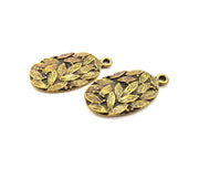 2 Leaf Charm Antique Bronze Charm Antique Bronze Plated Metal  (33x18mm) G15808