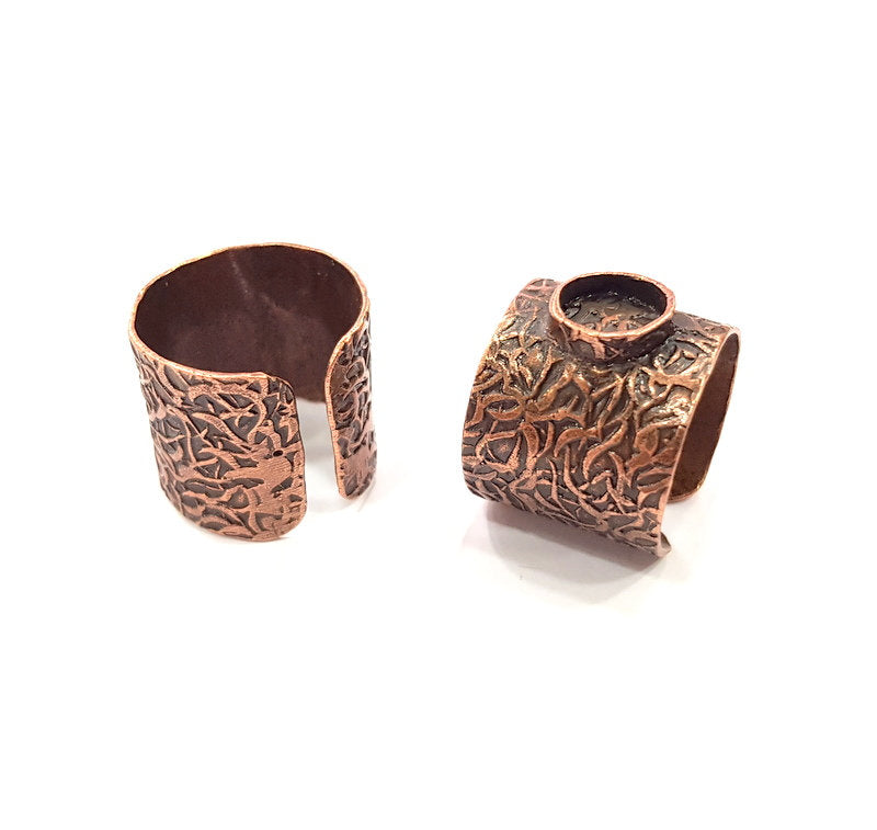 Copper Ring Settings inlay Ring Blank Mosaic Ring Bezel Base Cabochon Mountings ( 8 mm blank) Antique Copper Plated Brass G15809