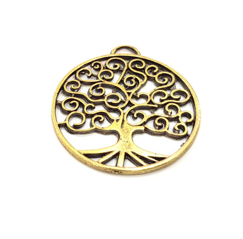 2 Tree Charm Antique Bronze Charm Antique Bronze Plated Metal  (41mm) G15812