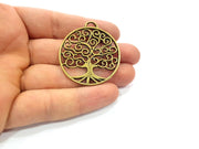 2 Tree Charm Antique Bronze Charm Antique Bronze Plated Metal  (41mm) G15812