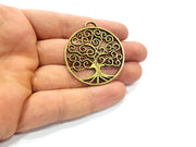 2 Tree Charm Antique Bronze Charm Antique Bronze Plated Metal  (41mm) G15812