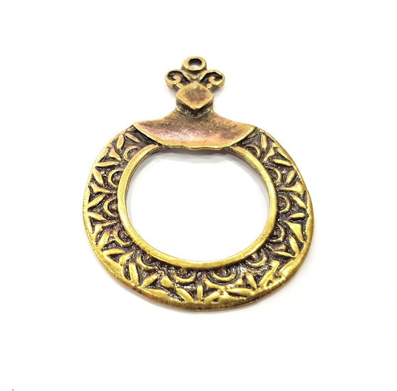 2 Antique Bronze Pendant Antique Bronze Plated Metal ( 55x41mm) G15813