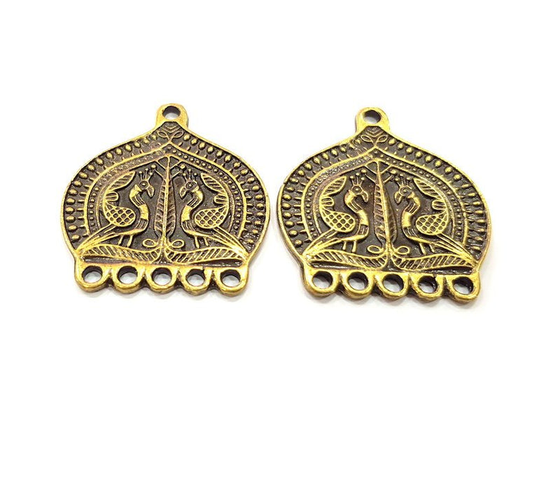 2 Antique Bronze Charm Antique Bronze Plated Metal ( 35x30mm) G15814