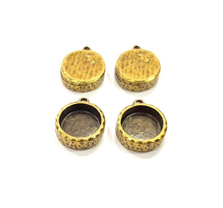 4 Hammered Base Resin Base Pendant Blank inlay Blank Mosaic Blank Bezel Setting Mountings Antique Bronze Plated Metal (12mm blank) G15815