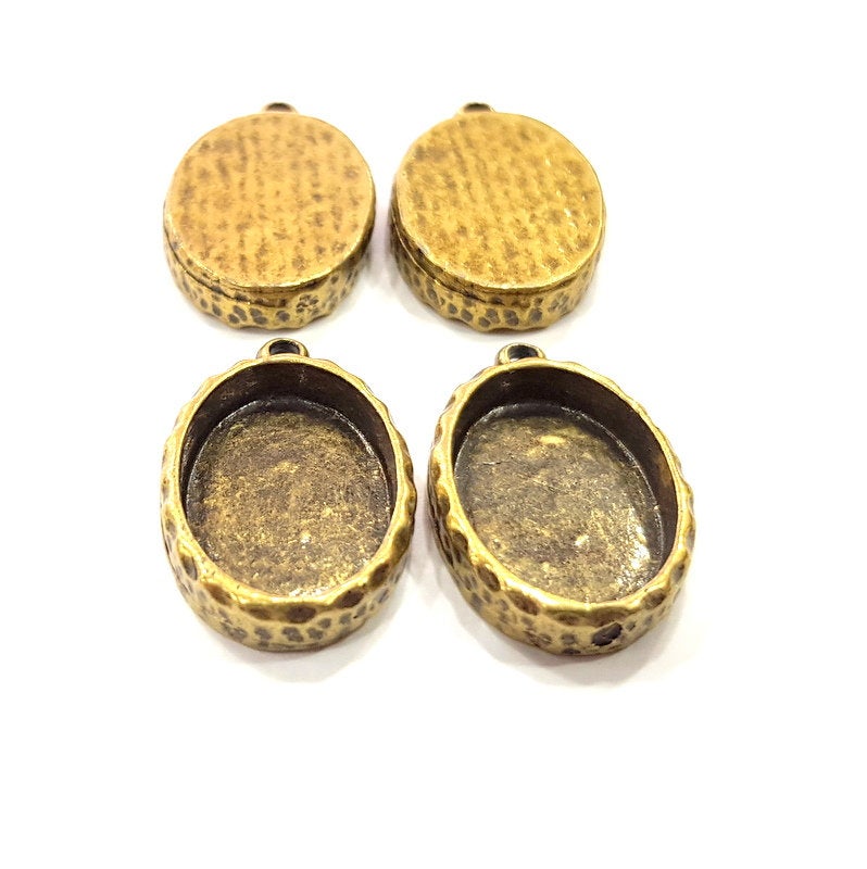 4 Hammered Base Resin Base Pendant Blank inlay Blank Mosaic Blank Bezel Setting Mountings Antique Bronze Plated Metal (18x13mm blank) G21769