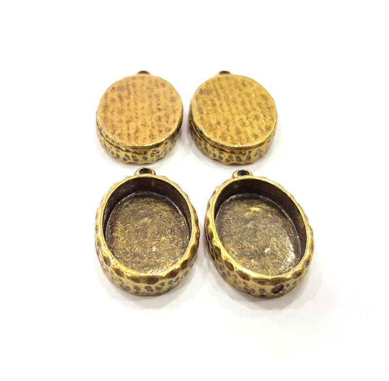 4 Hammered Base Resin Base Pendant Blank inlay Blank Mosaic Blank Bezel Setting Mountings Antique Bronze Plated Metal (18x13mm blank) G21769