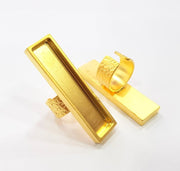 Gold Ring Base Blank Setting Cabochon Base inlay Ring Backs Mounting Adjustable Ring Base Bezel (50x10mm blank ) Gold Plated Metal G15819