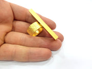 Gold Ring Base Blank Setting Cabochon Base inlay Ring Backs Mounting Adjustable Ring Base Bezel (50x10mm blank ) Gold Plated Metal G15819