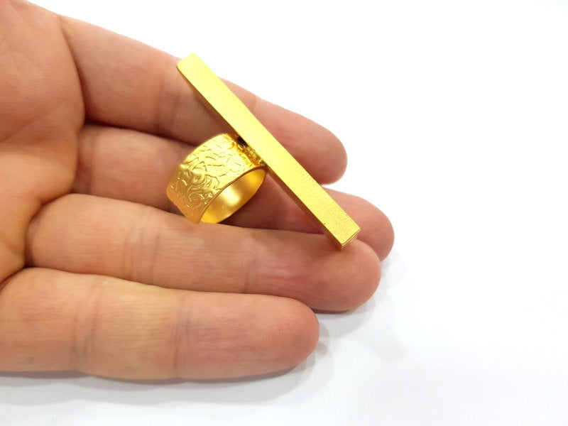 Gold Ring Base Blank Setting Cabochon Base inlay Ring Backs Mounting Adjustable Ring Base Bezel (50x10mm blank ) Gold Plated Metal G15819