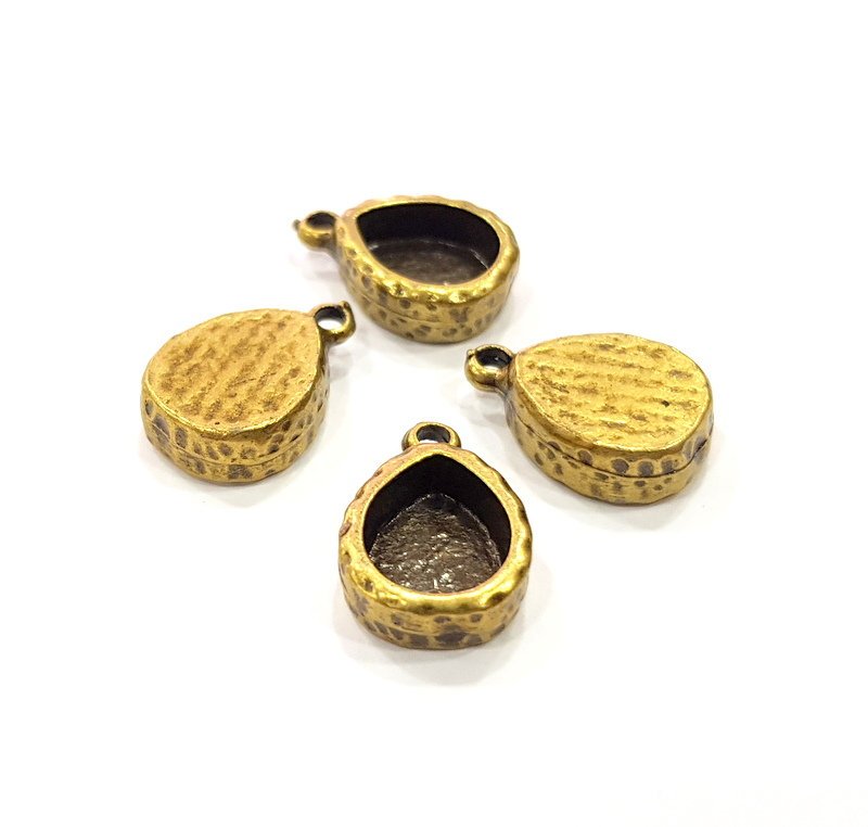 4 Hammered Base Resin Base Pendant Blank inlay Blank Mosaic Blank Bezel Setting Mountings Antique Bronze Plated Metal (10x8mm blank) G15821