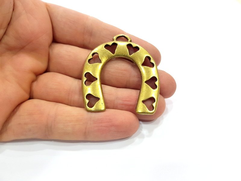 Horseshoe Pendant Antique Bronze Pendant Antique Bronze Plated Metal ( 48x42mm) G15822