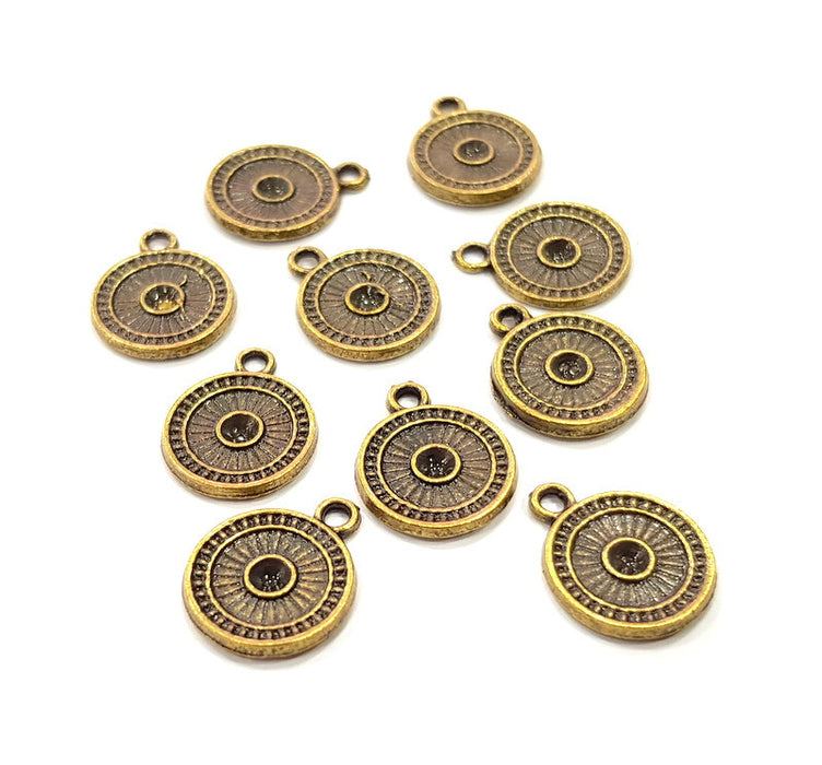 10 Antique Bronze Charm Antique Bronze Plated Metal  (13mm) G15823