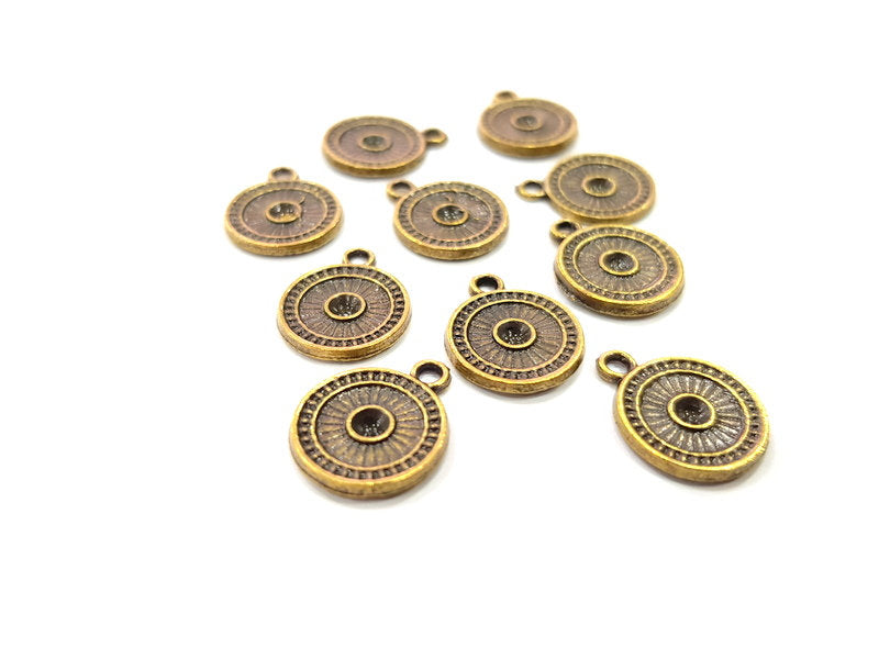 10 Antique Bronze Charm Antique Bronze Plated Metal  (13mm) G15823