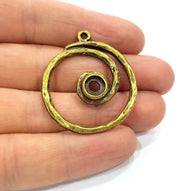 2 Spiral Charm Antique Bronze Charm Antique Bronze Plated Metal  (36mm) G15826