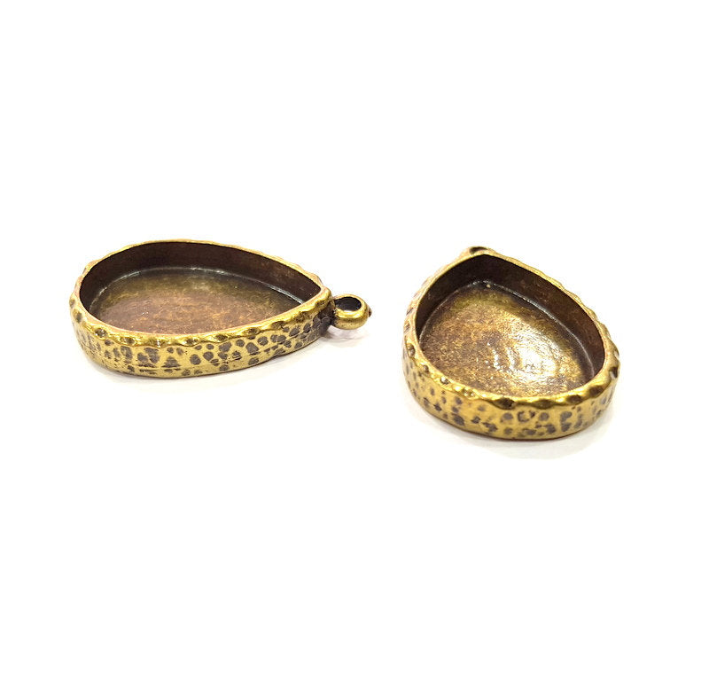 2 Hammered Base Resin Base Pendant Blank inlay Blank Mosaic Blank Bezel Setting Mountings Antique Bronze Plated Metal (25x18mm blank) G15831