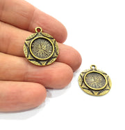 2 Antique Bronze Charm Antique Bronze Plated Metal  (22mm) G15833