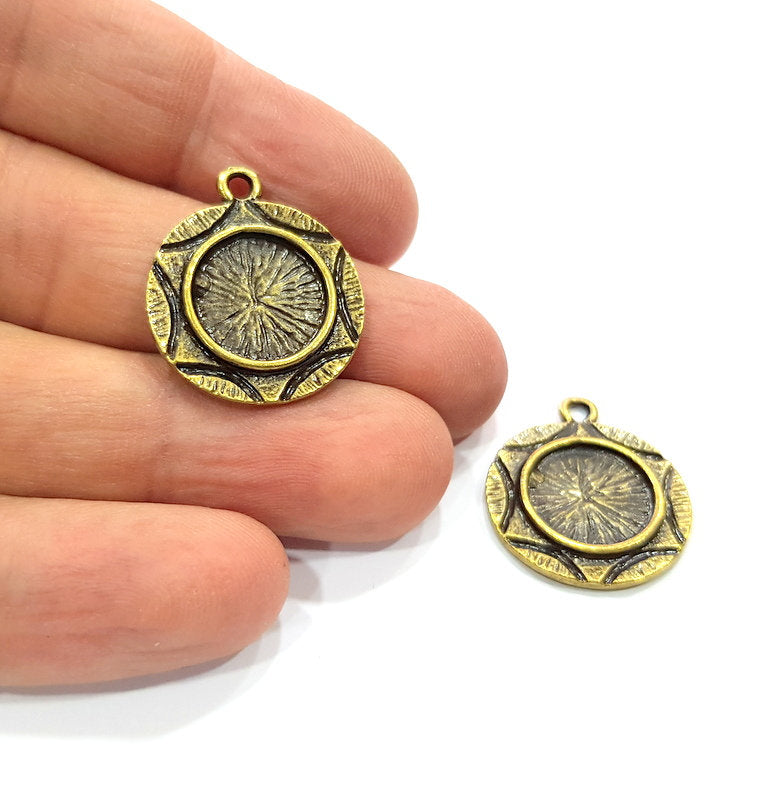 2 Antique Bronze Charm Antique Bronze Plated Metal  (22mm) G15833