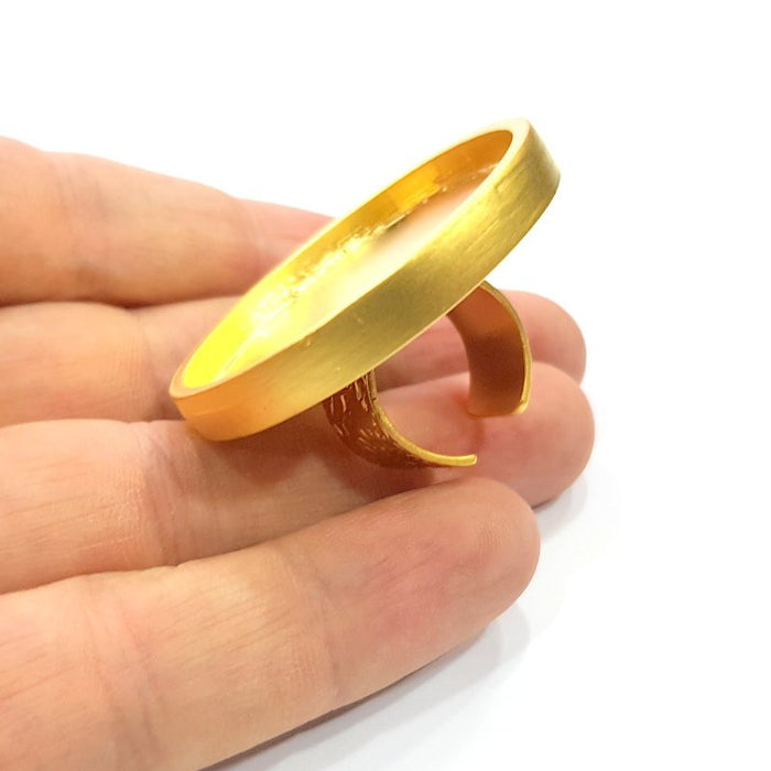 Gold Ring Base Blank Setting Cabochon Base inlay Ring Backs Mounting Adjustable Ring Base Bezel (40mm blank ) Gold Plated Metal G15834