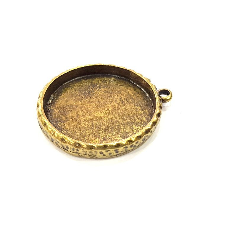 Hammered Base Resin Base Pendant Blank inlay Blank Mosaic Blank Bezel Setting Mountings Antique Bronze Plated Metal (30mm blank) G15839