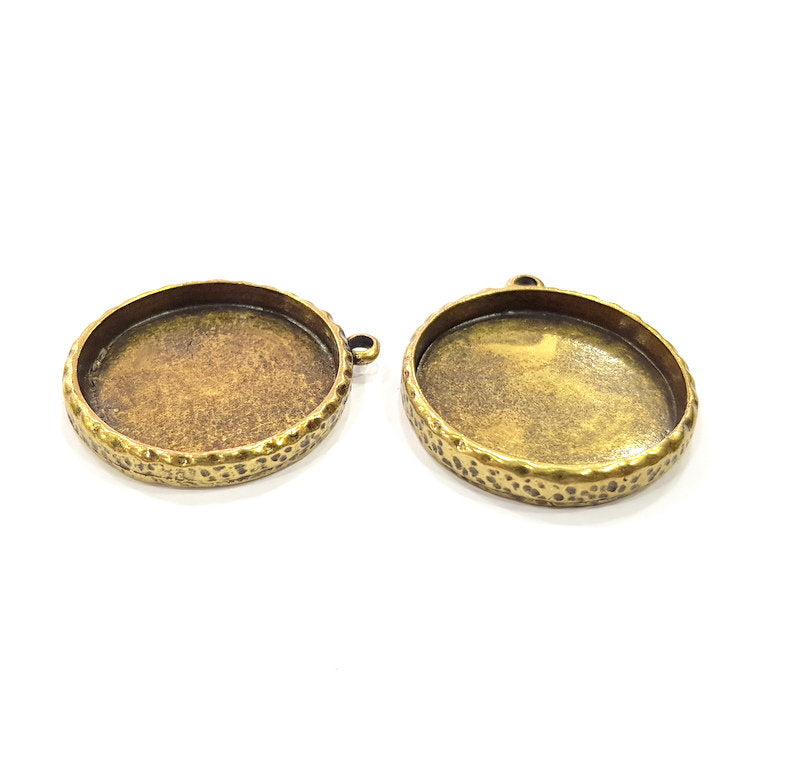 Hammered Base Resin Base Pendant Blank inlay Blank Mosaic Blank Bezel Setting Mountings Antique Bronze Plated Metal (30mm blank) G15839