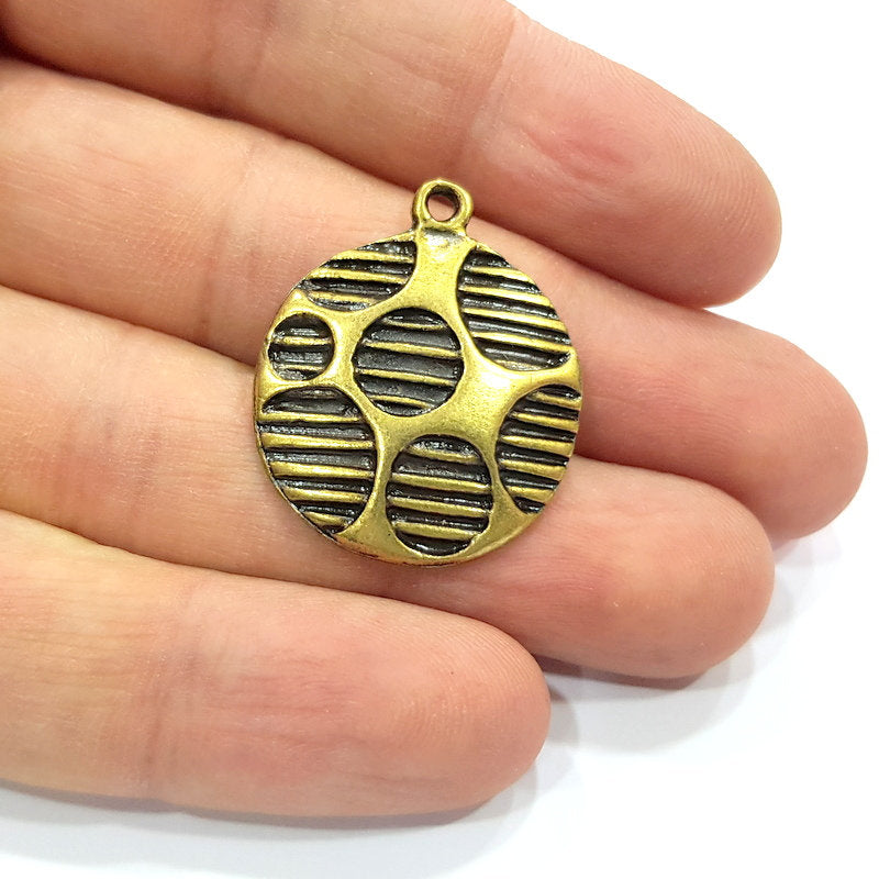 2 Antique Bronze Charm Antique Bronze Plated Metal  (26mm) G15841