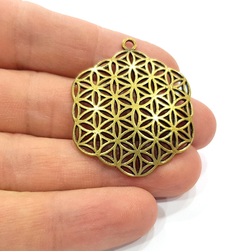 2 Antique Bronze Charm Antique Bronze Plated Metal  (38mm) G15842