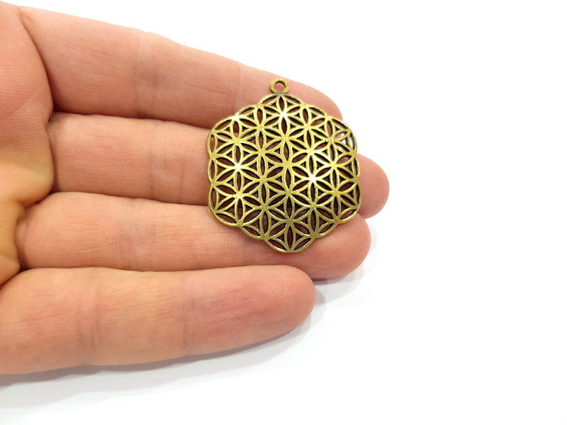 2 Antique Bronze Charm Antique Bronze Plated Metal  (38mm) G15842