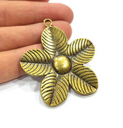 Flower Pendant Antique Bronze Pendant Antique Bronze Plated Metal ( 54x49mm) G15843