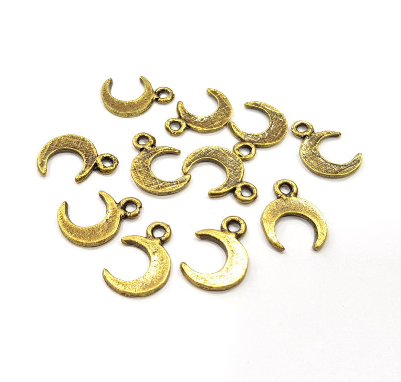 20 Crescent Charm Antique Bronze Charm Antique Bronze Plated Metal  (15x10mm) G15844