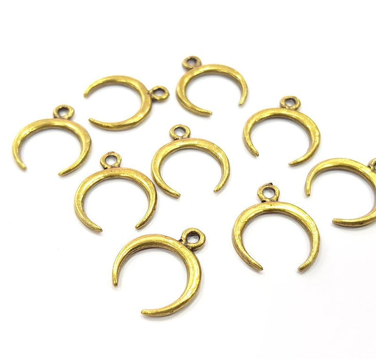 10 Crescent Charm Antique Bronze Charm Antique Bronze Plated Metal  (20x17mm) G15845