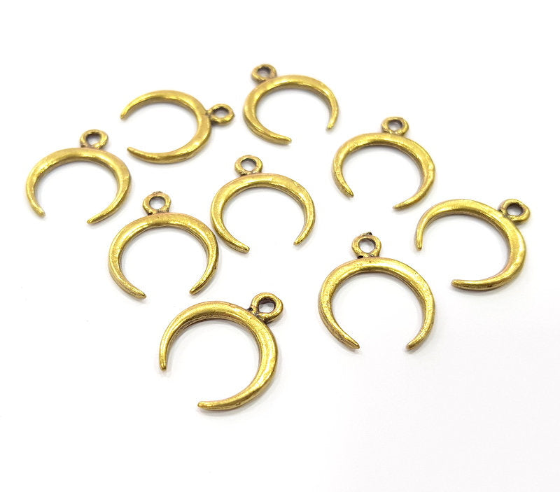 10 Crescent Charm Antique Bronze Charm Antique Bronze Plated Metal  (20x17mm) G15845