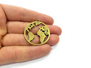 2 Earth Charm Antique Bronze Charm Antique Bronze Plated Metal  (35mm) G15846