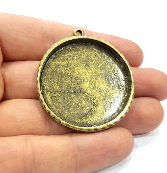 Hammered Base Resin Base Pendant Blank inlay Blank Mosaic Blank Bezel Setting Mountings Antique Bronze Plated Metal (40mm blank) G17626